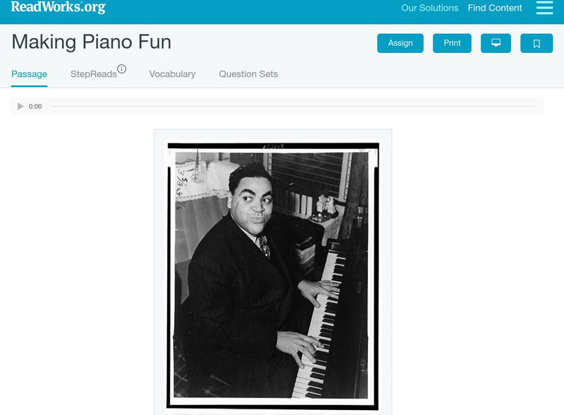 Read Works: Making Piano Fun Activity Read Works: Making Piano Fun Activity
