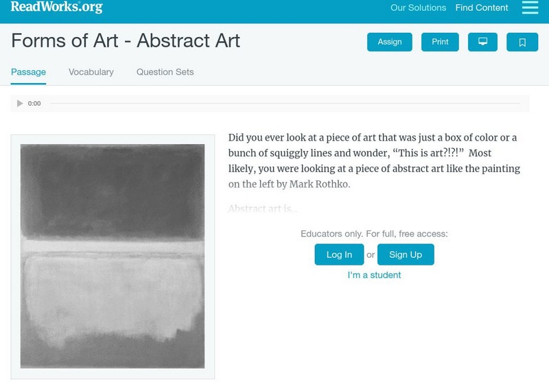Read Works: Forms of Art Abstract Art Activity Read Works: Forms of Art Abstract Art Activity