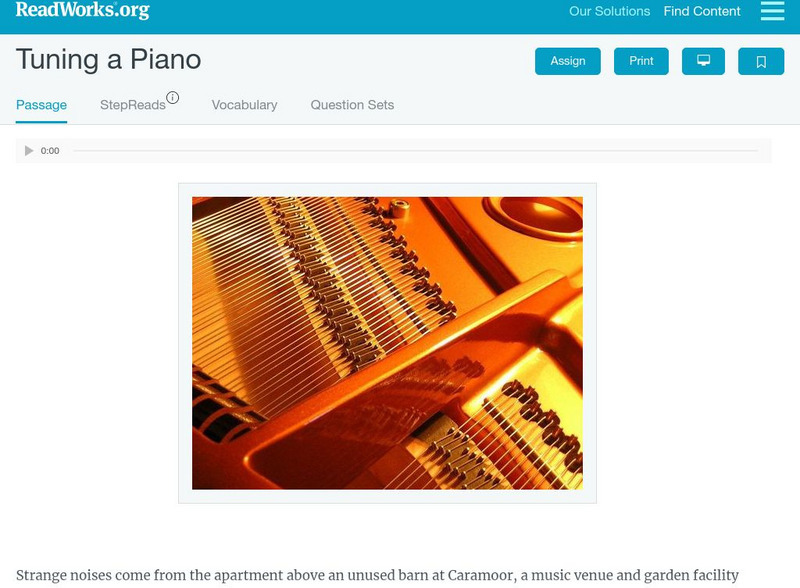 Read Works: Tuning a Piano Activity