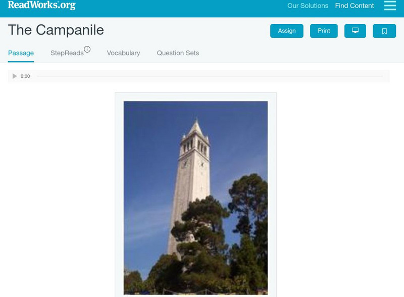 Read Works: The Campanile Activity Read Works: The Campanile Activity