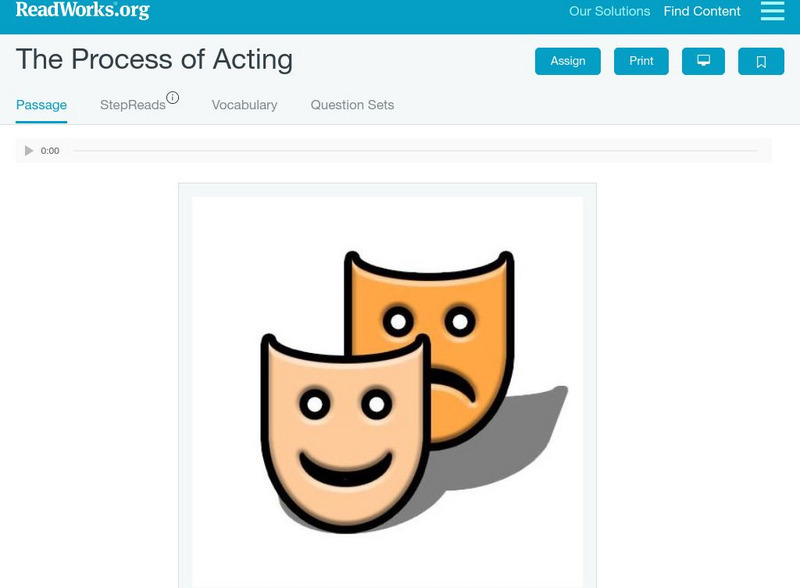 Read Works: The Process of Acting Activity Read Works: The Process of Acting Activity