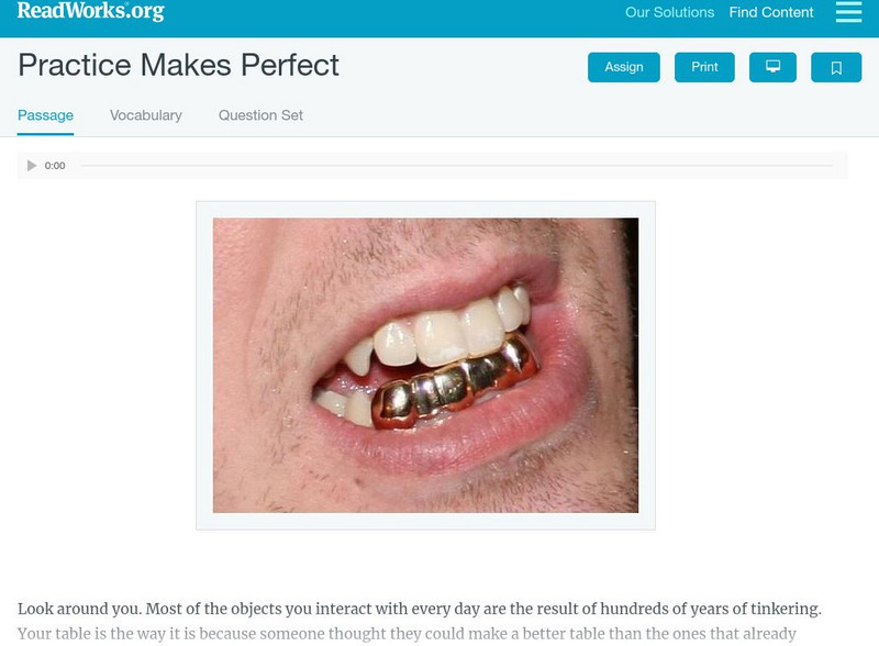 Read Works: Practice Makes Perfect Activity Read Works: Practice Makes Perfect Activity