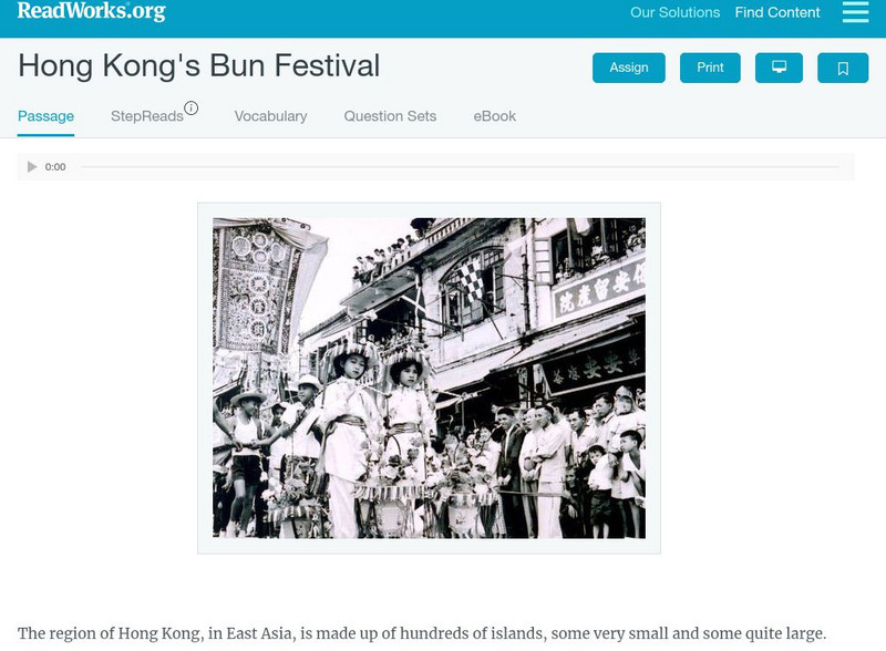 Read Works: Hong Kong's Bun Festival Activity
