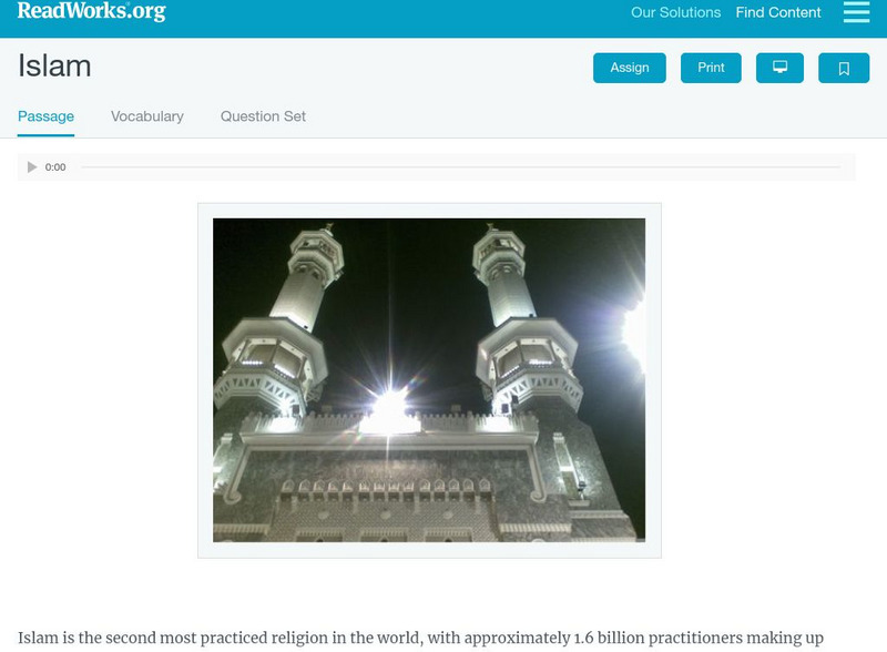 Read Works: Islam Activity Read Works: Islam Activity