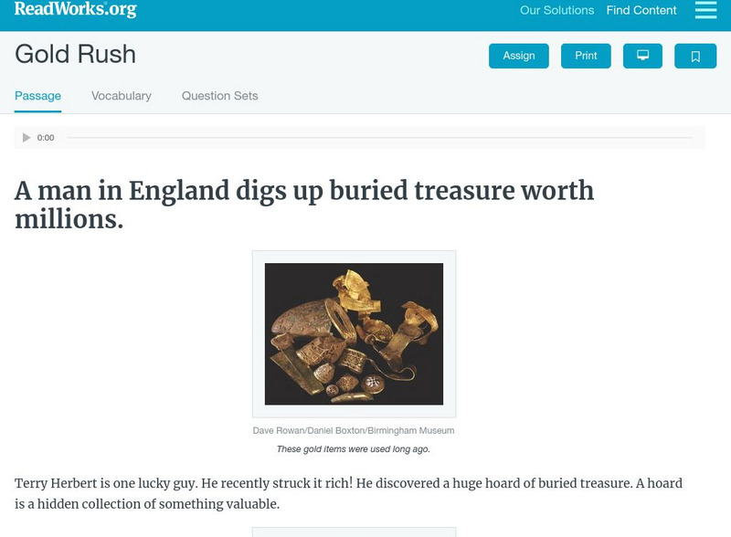 Read Works: Gold Rush Activity Read Works: Gold Rush Activity