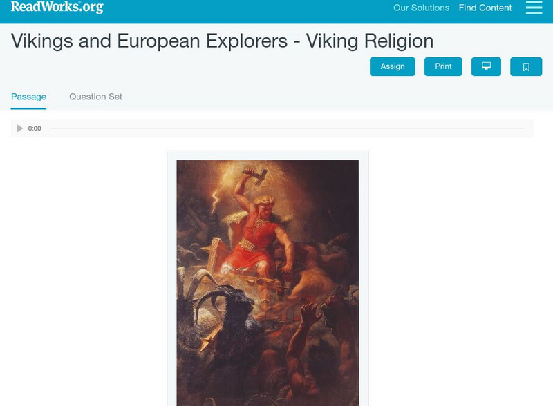Read Works: Vikings and European Explorers Viking Religion Activity Read Works: Vikings and European Explorers Viking Religion Activity