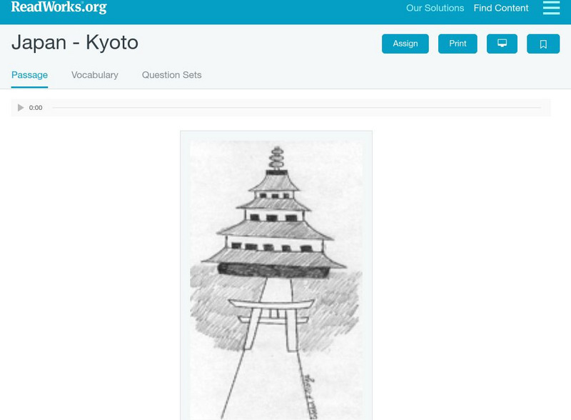 Read Works: Japan Kyoto Activity Read Works: Japan Kyoto Activity