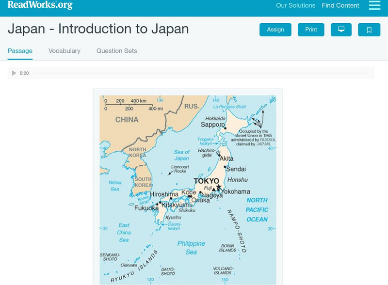 Read Works: Japan Introduction to Japan Activity