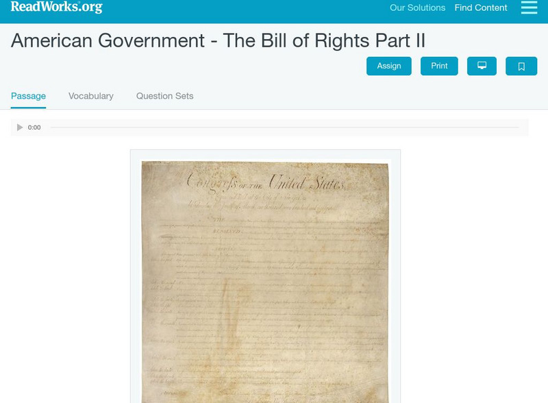 Read Works: American Government the Bill of Rights Part Ii Activity Read Works: American Government the Bill of Rights Part Ii Activity