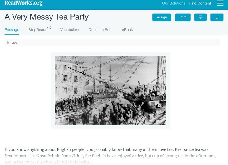Read Works: A Very Messy Tea Party Activity Read Works: A Very Messy Tea Party Activity