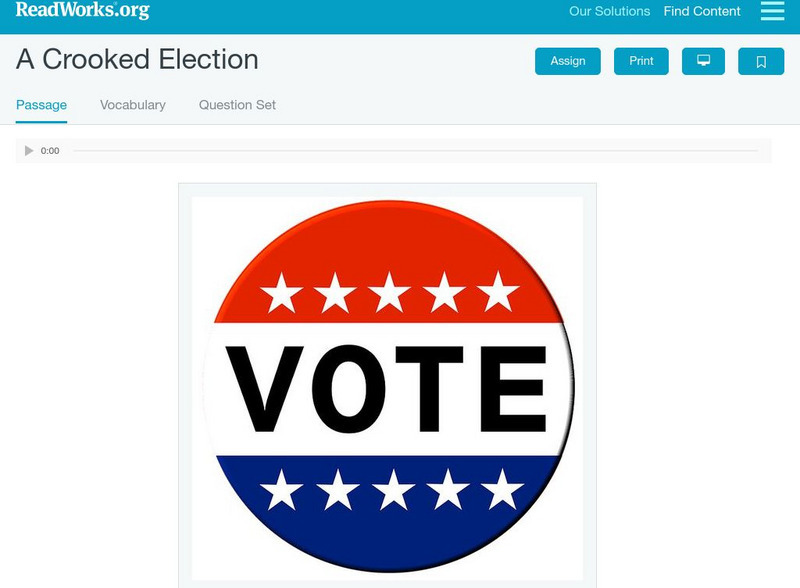 Read Works: A Crooked Election Activity Read Works: A Crooked Election Activity