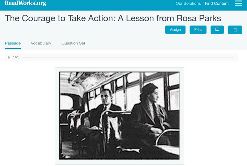 Read Works: The Courage to Take Action: A Lesson From Rosa Parks Activity Read Works: The Courage to Take Action: A Lesson From Rosa Parks Activity