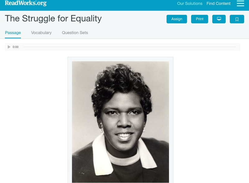 Read Works: The Struggle for Equality Activity