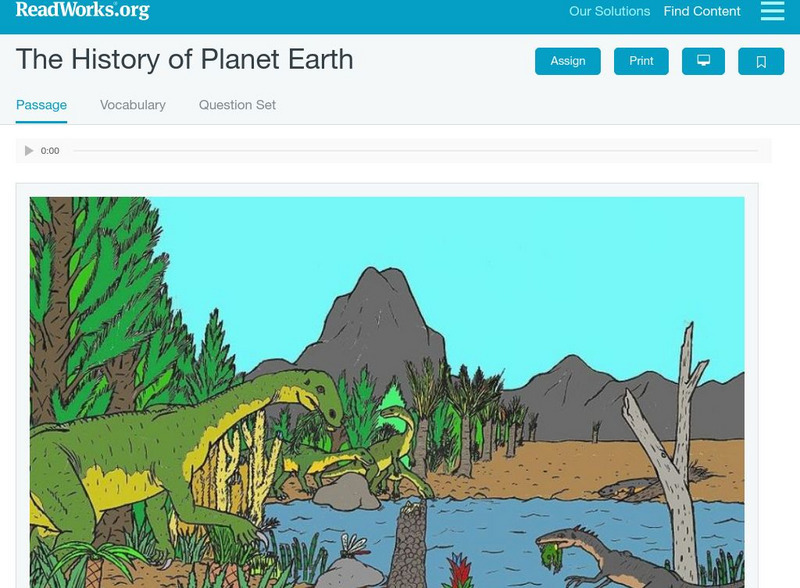 Read Works: The History of Planet Earth Activity Read Works: The History of Planet Earth Activity