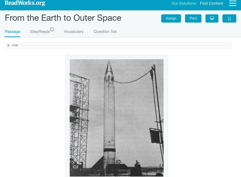 Read Works: From the Earth to Outer Space Activity Read Works: From the Earth to Outer Space Activity