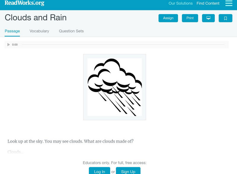 Read Works: Clouds Activity Read Works: Clouds Activity