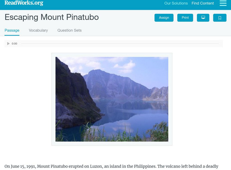 Read Works: Escaping Mount Pinatubo Activity Read Works: Escaping Mount Pinatubo Activity