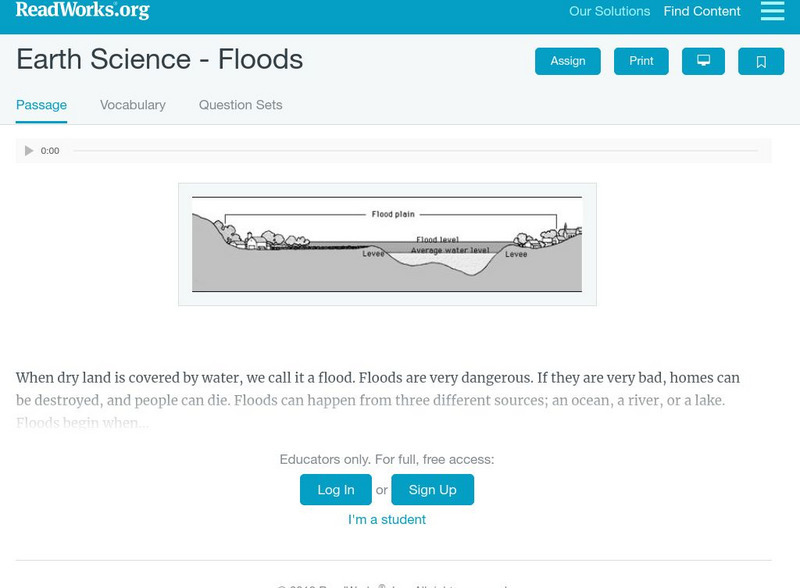 Read Works: Earth Science Floods Activity Read Works: Earth Science Floods Activity