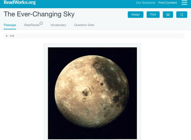 Read Works: The Ever Changing Sky Activity Read Works: The Ever Changing Sky Activity