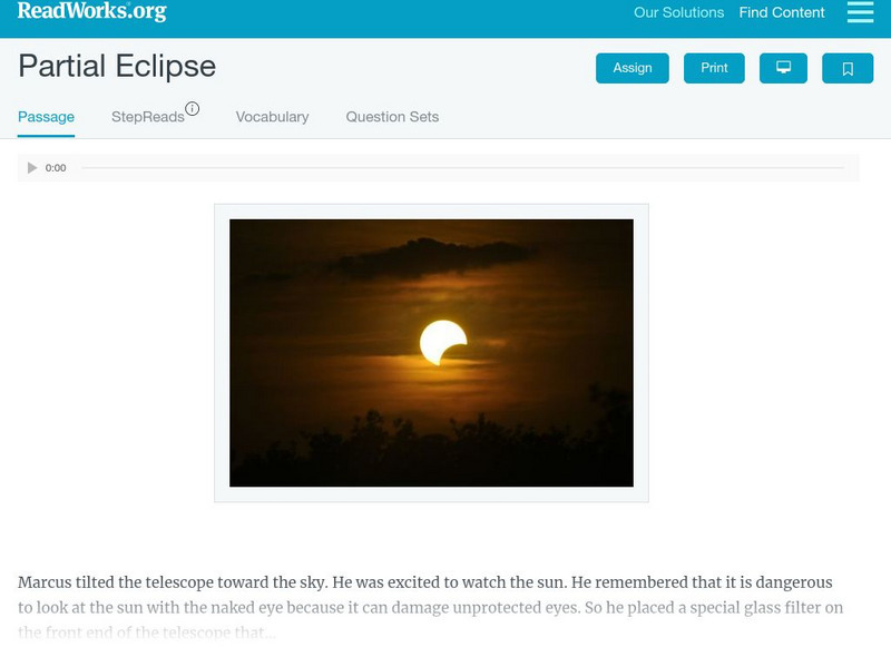 Read Works: Partial Eclipse Unit Plan