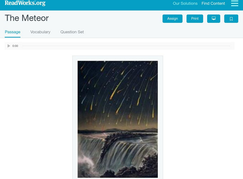 Read Works: The Meteor Activity Read Works: The Meteor Activity