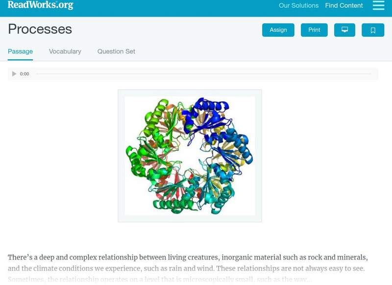 Read Works: Processes Activity Read Works: Processes Activity
