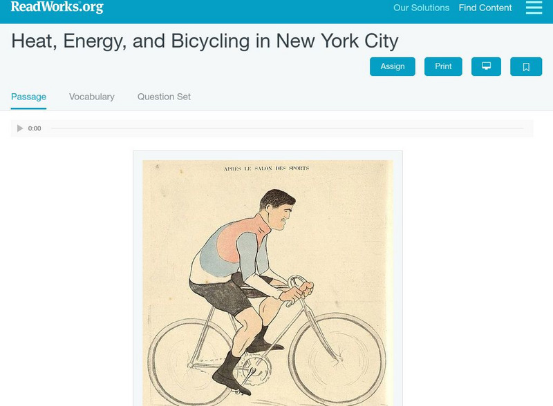 Read Works: Heat, Energy, and Bicycling in New York City Activity