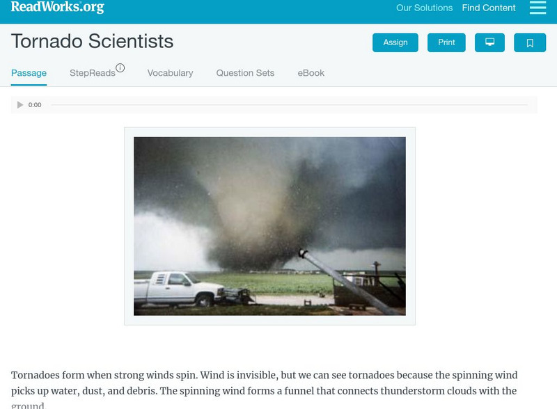 Read Works: Tornado Scientists Activity
