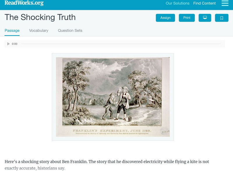 Read Works: The Shocking Truth Activity