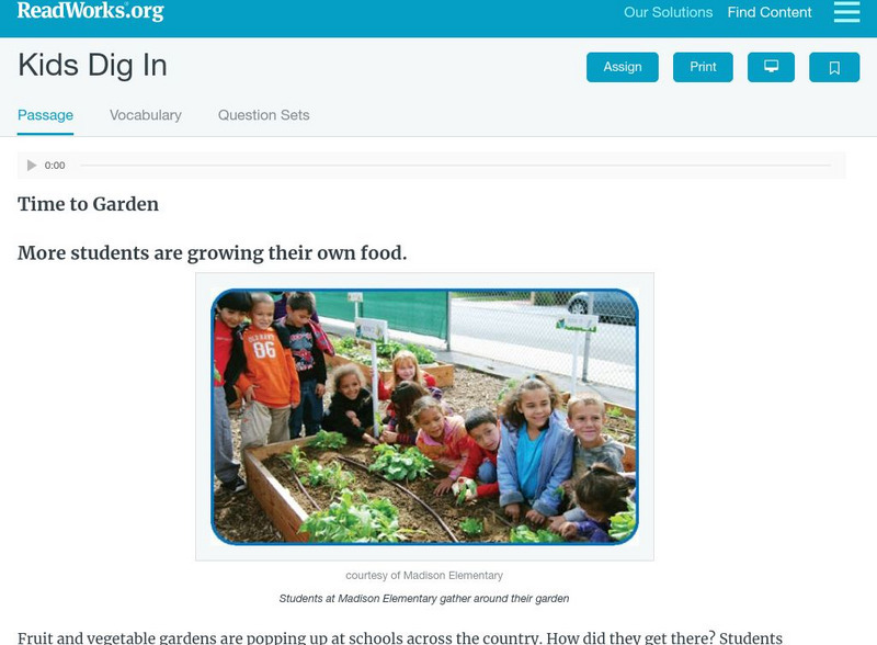 Read Works: Kids Dig In Activity