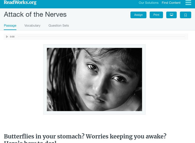 Read Works: Attack of the Nerves Activity Read Works: Attack of the Nerves Activity