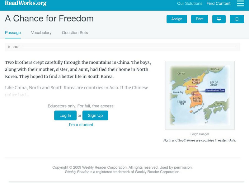 Read Works: A Chance for Freedom Activity Read Works: A Chance for Freedom Activity
