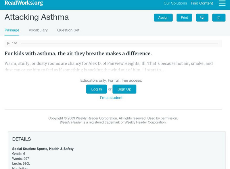 Read Works: Attacking Asthma Activity