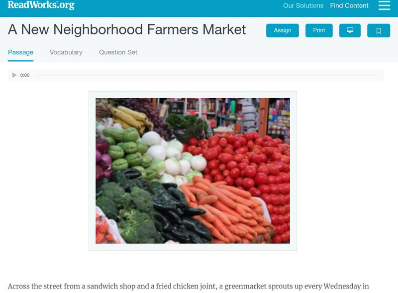 Read Works: A New Neighborhood Farmers Market Activity Read Works: A New Neighborhood Farmers Market Activity