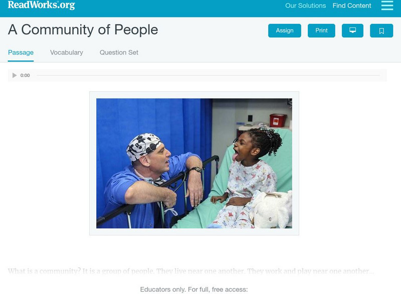 Read Works: A Community of People Activity