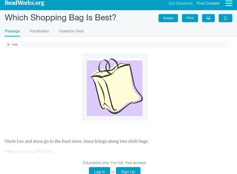 Read Works: Which Shopping Bag Is Best? Activity Read Works: Which Shopping Bag Is Best? Activity