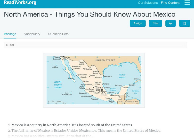 Read Works: North America Things You Should Know About Mexico Activity Read Works: North America Things You Should Know About Mexico Activity