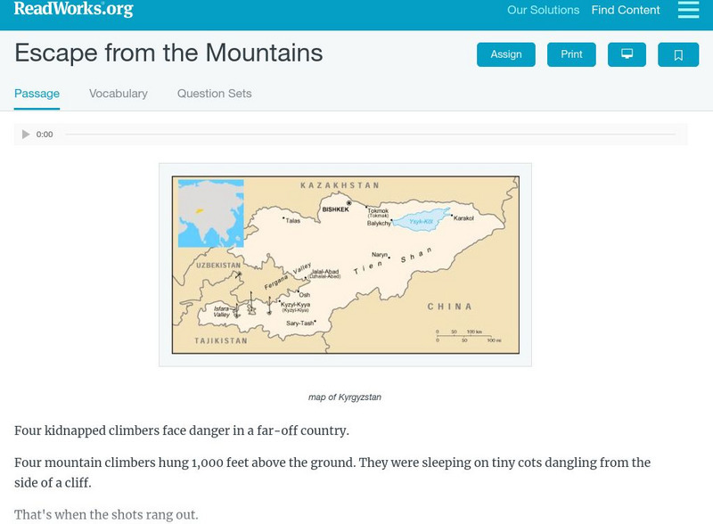 Read Works: Escape From the Mountains Activity Read Works: Escape From the Mountains Activity