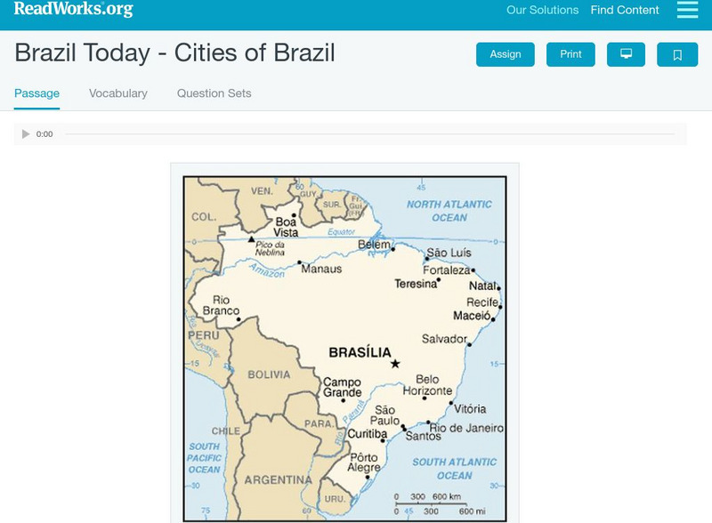 Read Works: Brazil Today Cities of Brazil Activity Read Works: Brazil Today Cities of Brazil Activity