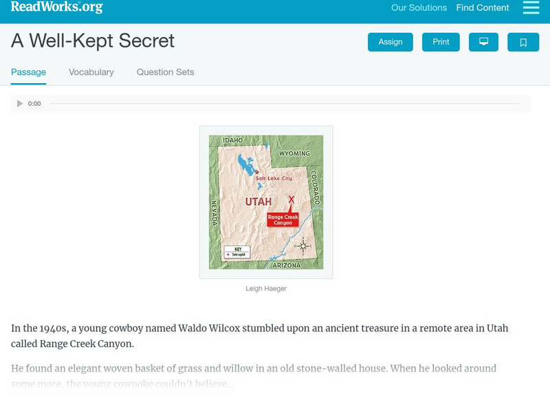 Read Works: A Well Kept Secret Activity Read Works: A Well Kept Secret Activity