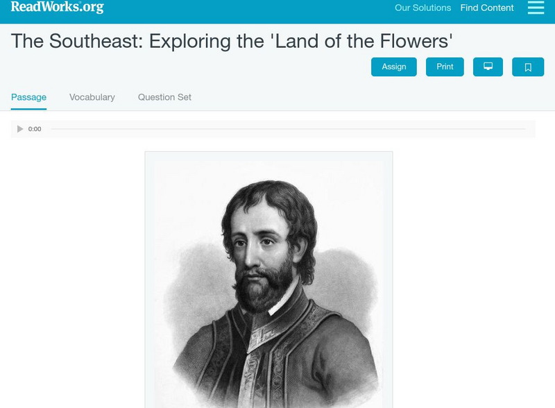 Read Works: The Southeast Exploring the "Land of the Flowers" Activity Read Works: The Southeast Exploring the "Land of the Flowers" Activity