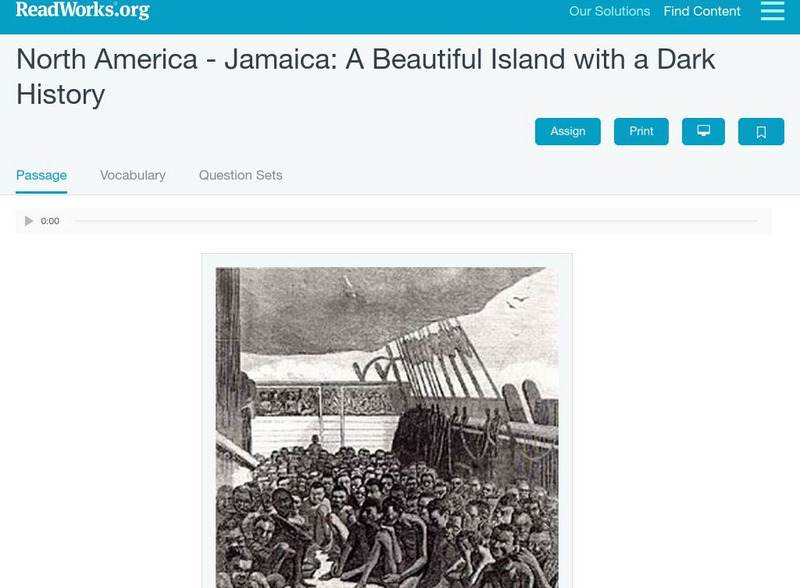 Read Works: North America Jamaica: A Beautiful Island With a Dark History Activity Read Works: North America Jamaica: A Beautiful Island With a Dark History Activity