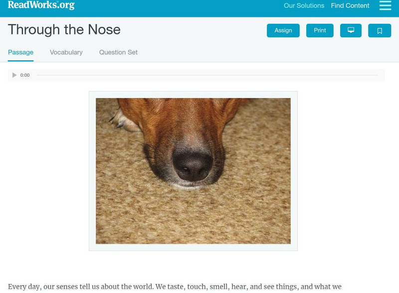 Read Works: Through the Nose Activity Read Works: Through the Nose Activity
