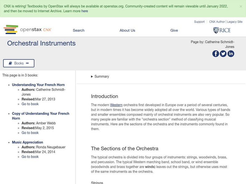 Open Stax: Catherine Schmidt Jones: Orchestral Instruments Article Open Stax: Catherine Schmidt Jones: Orchestral Instruments Article