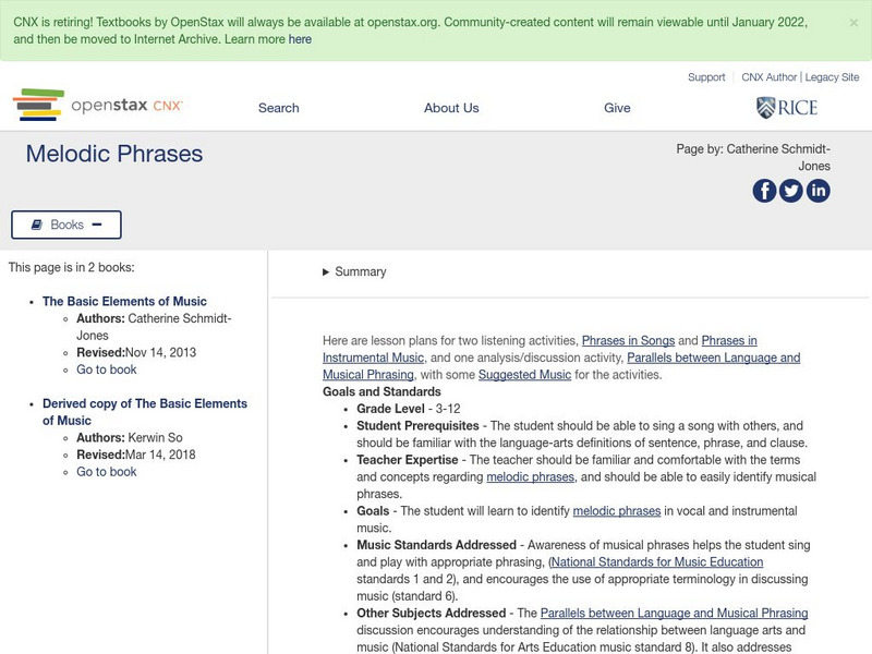 Open Stax: Catherine Schmidt Jones: Melodic Phrases Activity Open Stax: Catherine Schmidt Jones: Melodic Phrases Activity