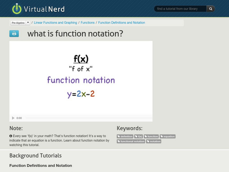 Virtual Nerd: What Is Function Notation? Instructional Video Virtual Nerd: What Is Function Notation? Instructional Video