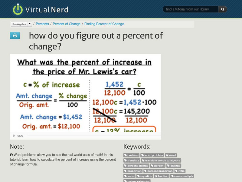 Virtual Nerd: How Do You Figure Out a Percent of Change? Instructional Video