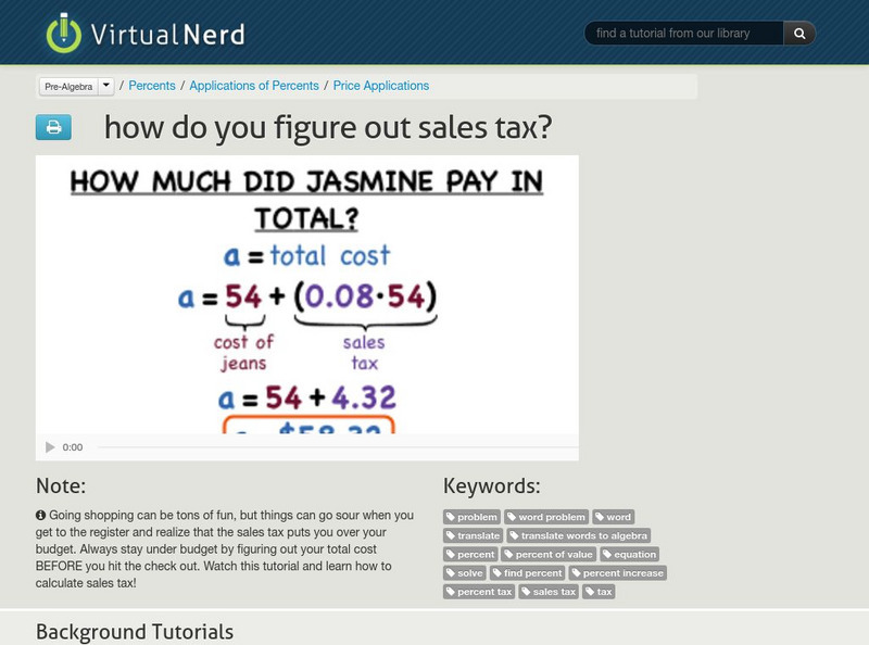 Virtual Nerd: How Do You Figure Out Sales Tax? Instructional Video