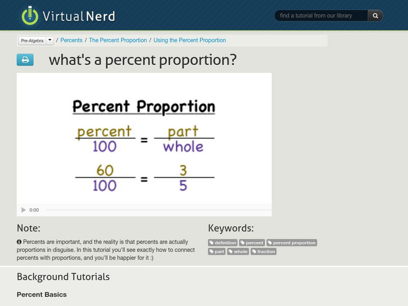 Virtual Nerd: What's a Percent Proportion? Instructional Video