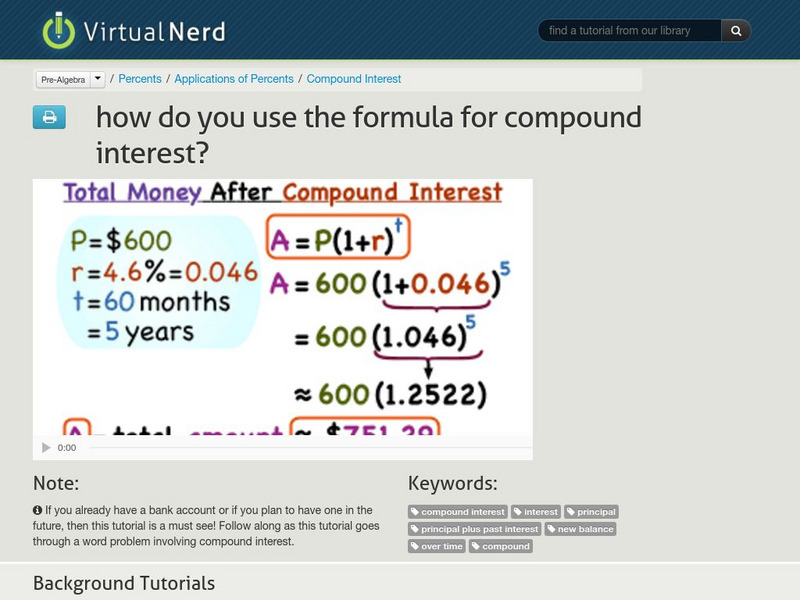 Virtual Nerd: How Do You Use the Formula for Compound Interest? Instructional Video